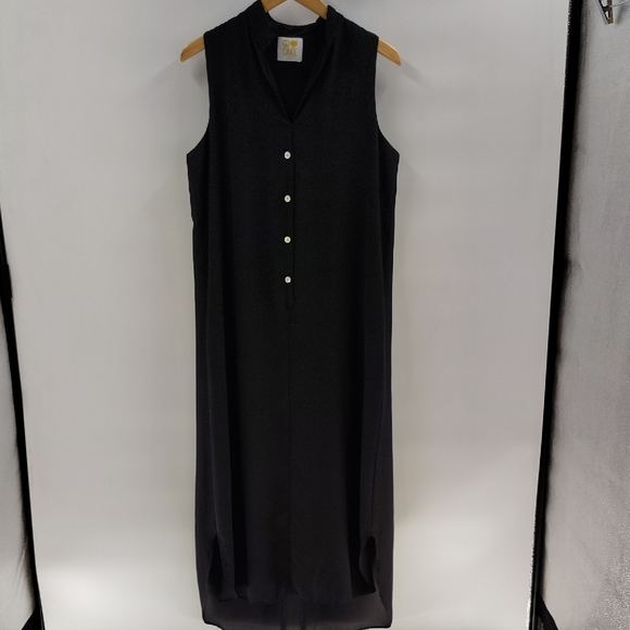 CAKE Pullover Black Dress Size Large Sleeveless Flowy V Neckline - Picture 1 of 7
